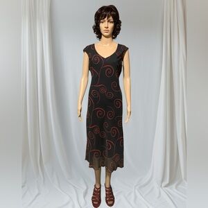 Elegant Black and Red Swirl Dress